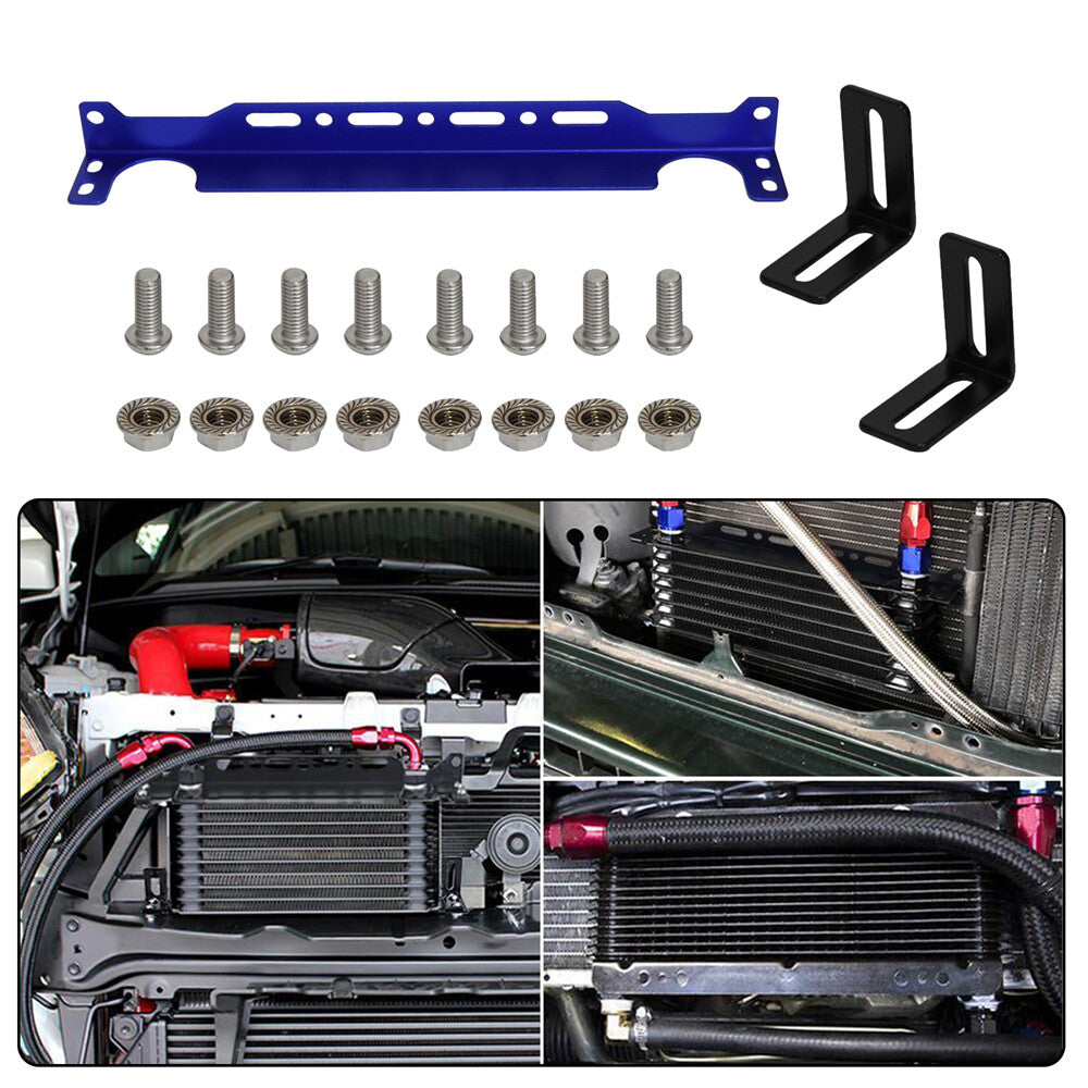 Oil Cooler Bracket Universal 262mm Transmission Oil Cooler Mounting Bracket Blue