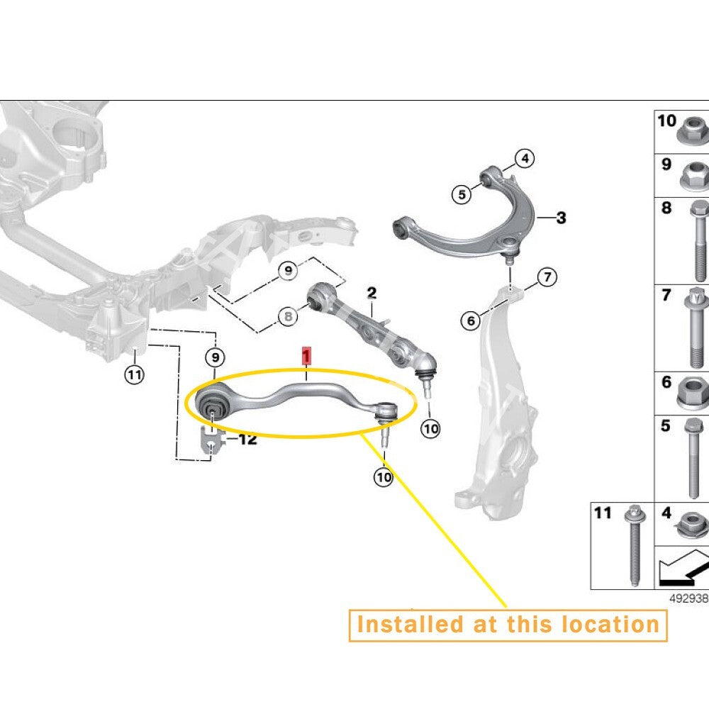 Left front lower control arm for 2020 for Rolls-Royce Cullinan. equipment manufacturer: 31106872717