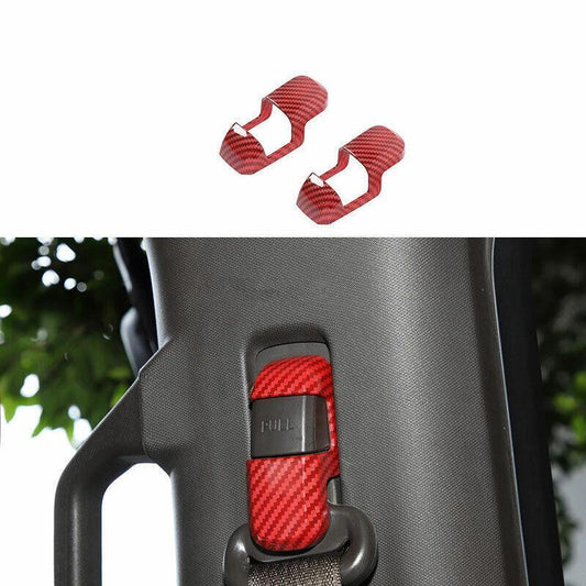 Red Carbon Fiber for Seat Belt Buckle Adjust Cover Trim for Ford F150 F-150 15-20 B