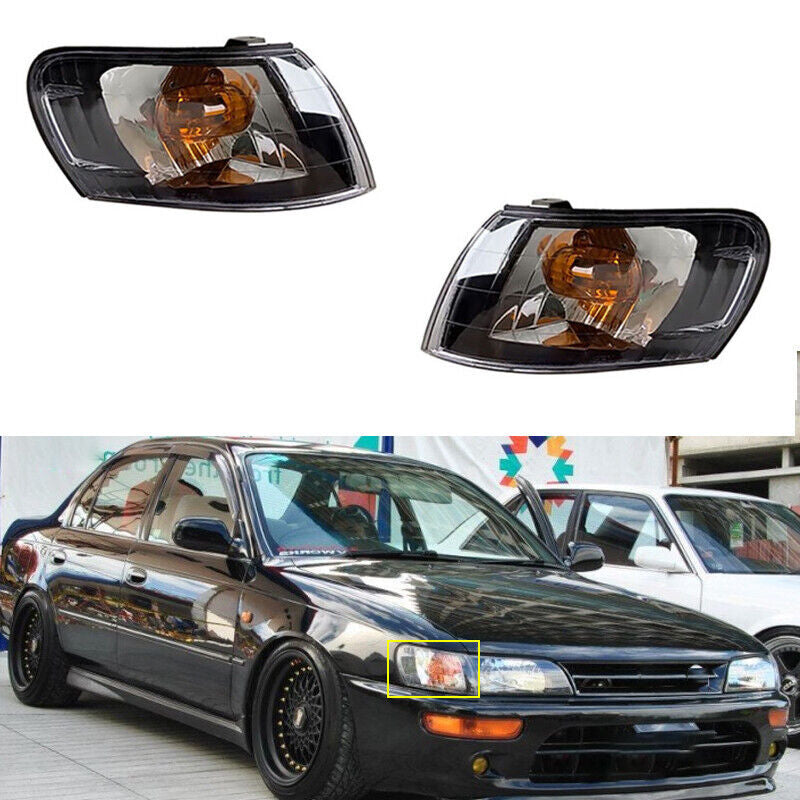 Pair Black Front Corner Lamp Lens For 1993-1997 for Toyota for Corolla AE100 E100 AE101