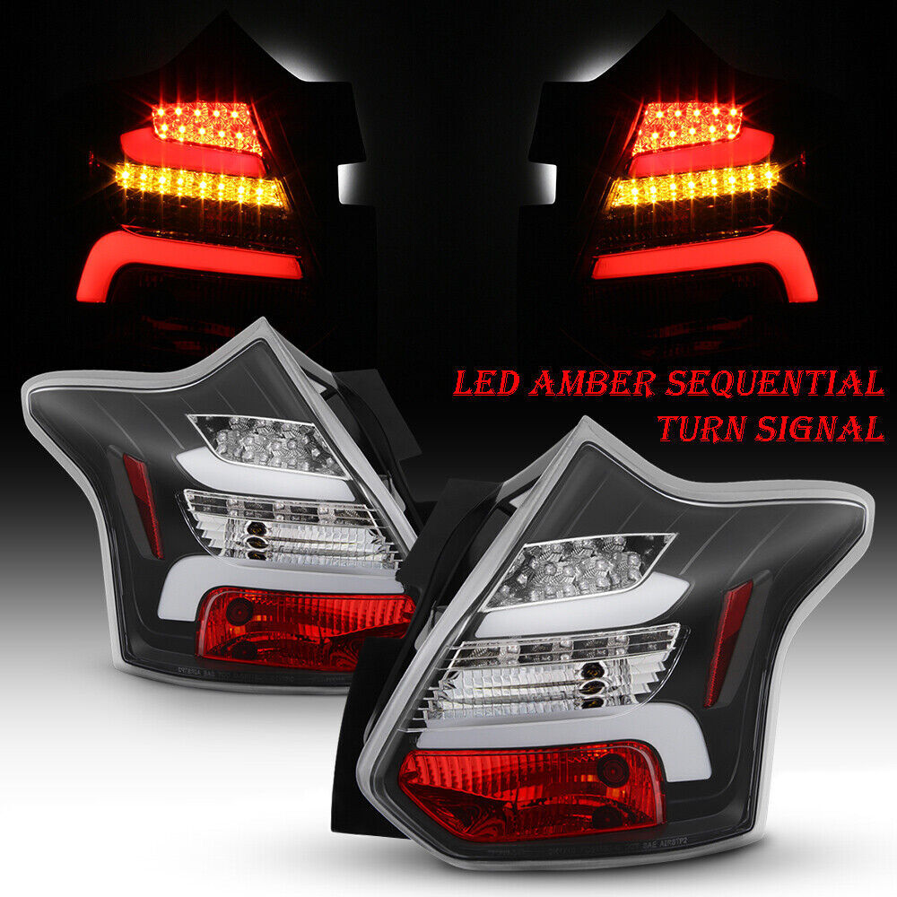 For 12-14 for Ford Focus Hatchback Black LED Bar Brake Sequential Signal Tail Light