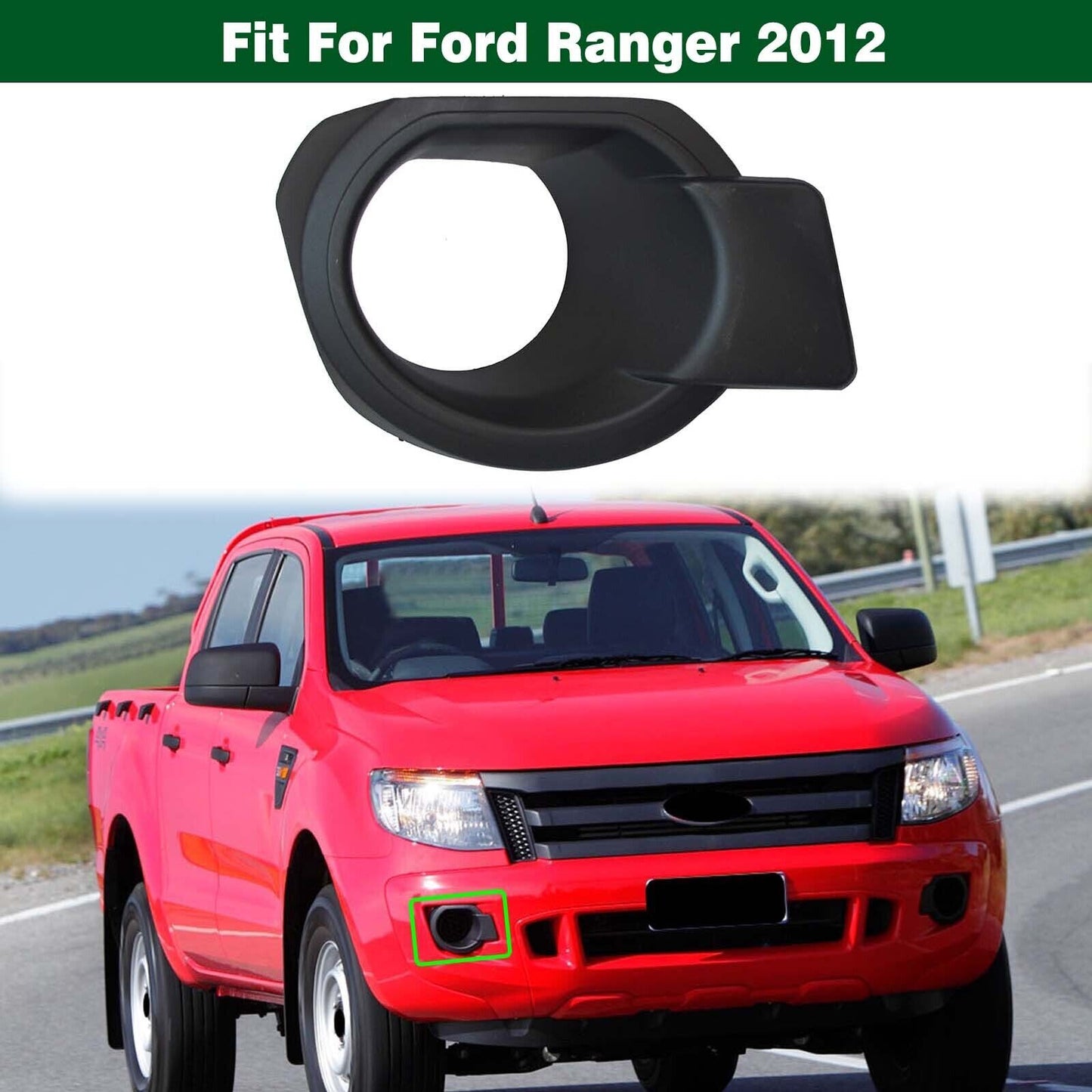 Right Front Bumper Fog Lamp Light Cover Bezel Trim Fit for Ford Ranger 2012-2015