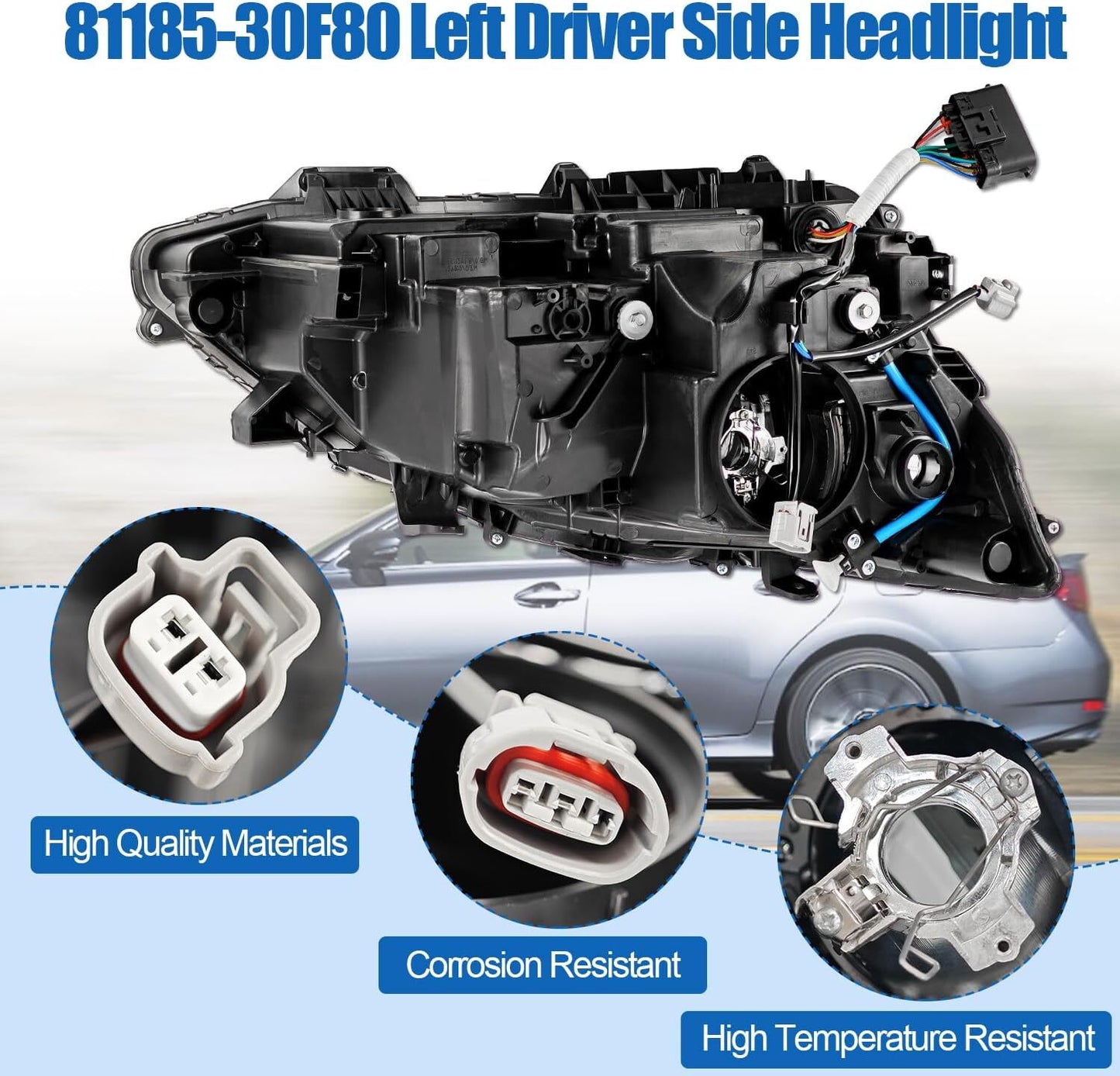 Driver Side LH HID Headlights for 2013-2015 for Lexus GS350 GS450h LED DRL Projector