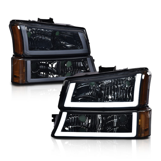 Suitable for 03-06 for Chevrolet Silverado smoked/amber headlights/LED light strips DRL