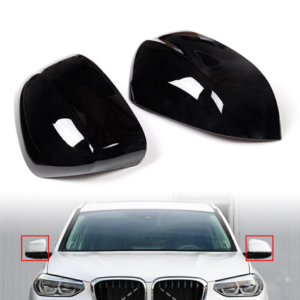 Rearview Mirrors Cap Cover Fit for BMW X3 X4 G02 G01 2018-2022 Gloss Black 2PCS