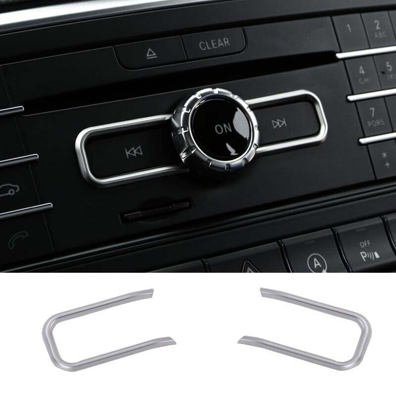 CD Switch Trim 2PCS Central Console Fit for Benz GLA CLA 2013-2019 ABS Silver