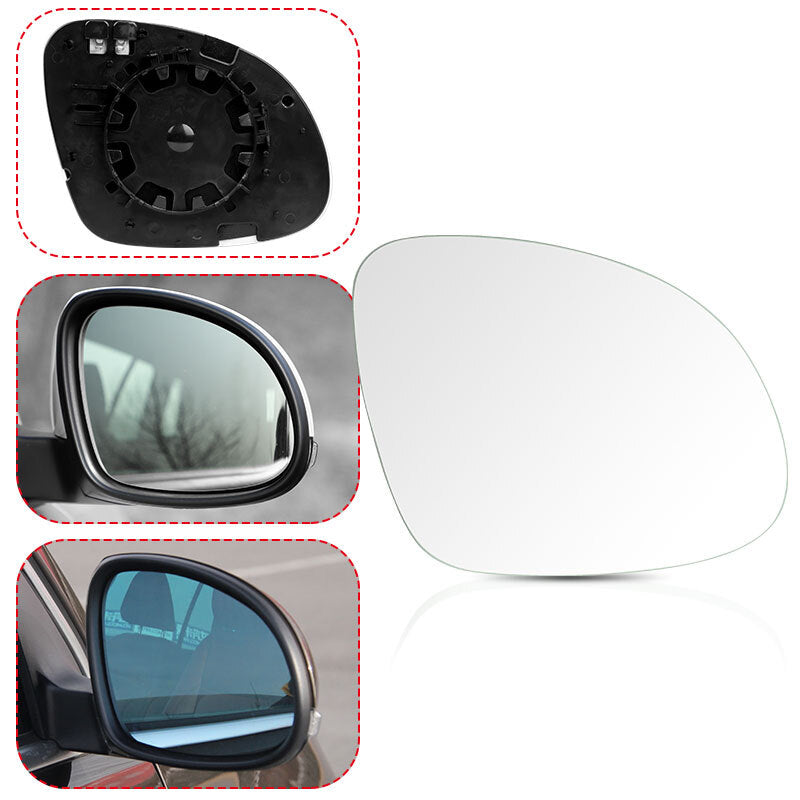 Mirror Glass Heated w/Backing Plate Right Passenger Side fit 2009-2017 for VW for Tiguan