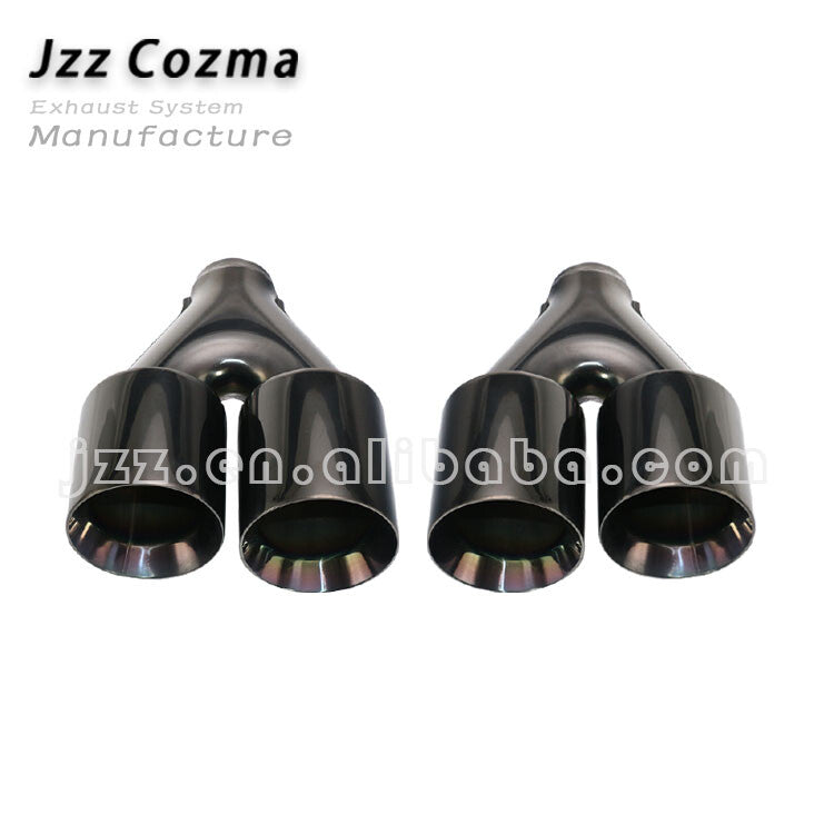 Black 2.5'' ID 4''OD Universal Dual Exhaust Tip Staggered Tips Double Wall Tip