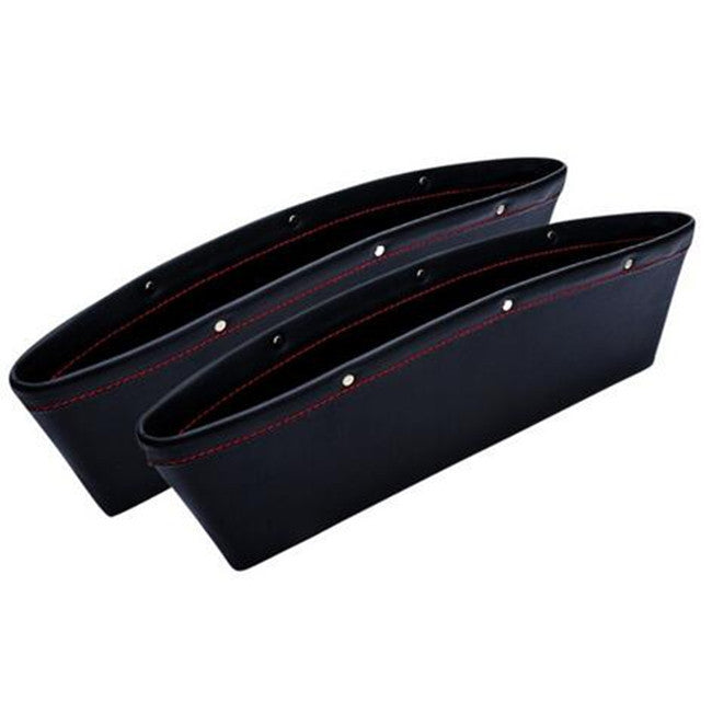 Car 2x PU Leather Catch Catcher Box Caddy for Seat Gap Slit Pocket Storage Organizer