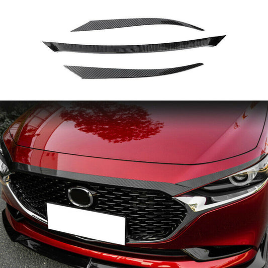 2019-2022 for Mazda 3 Axela Carbon Pattern Engine Hood Center Grille Strips Trim