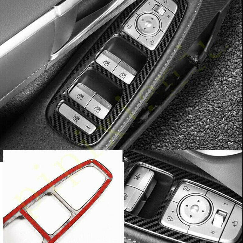 Carbon Fiber 4X Window Lift Switch Panel Cover Trim for Hyundai Sonata 2020 2021