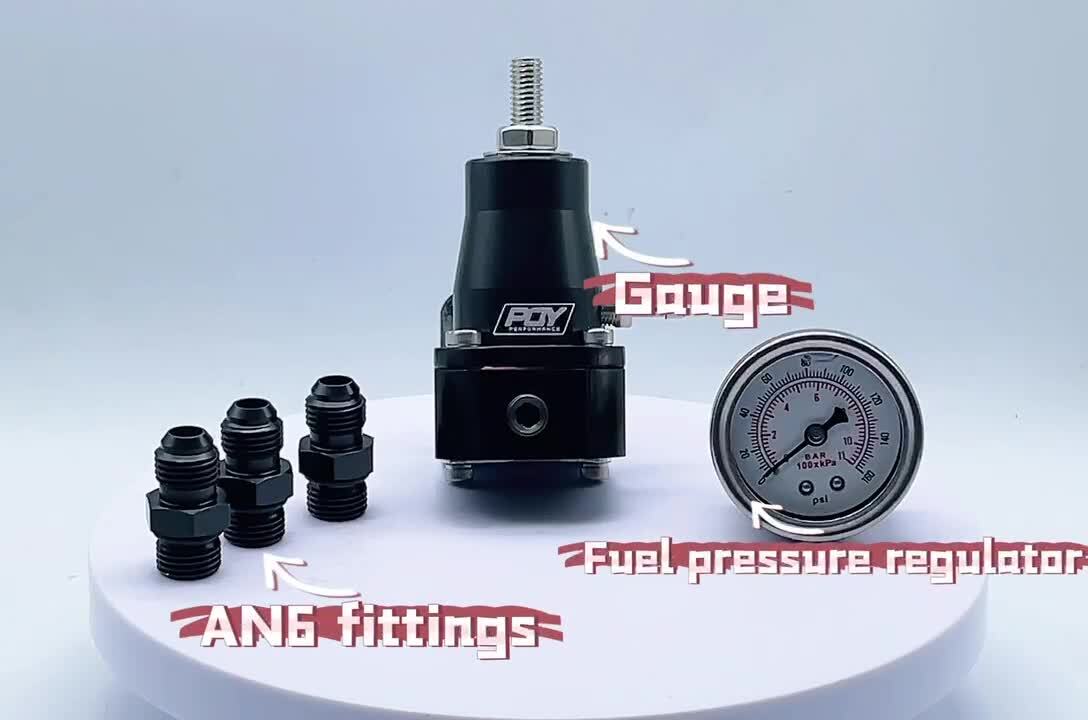 Adjustable AN6 EFI Fuel Pressure Regulator Kit W/ Oil Gauge 30-70 PSI Universal