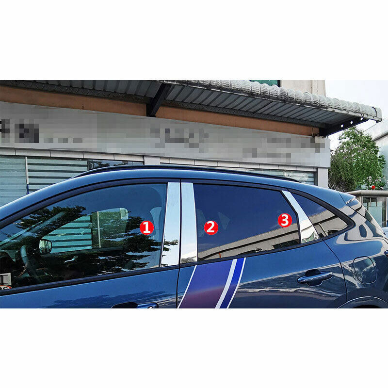 Chrome Outer Window BC-Pillar Panel Trim Decor 6X for Ford Escape Kuga 2020-2023