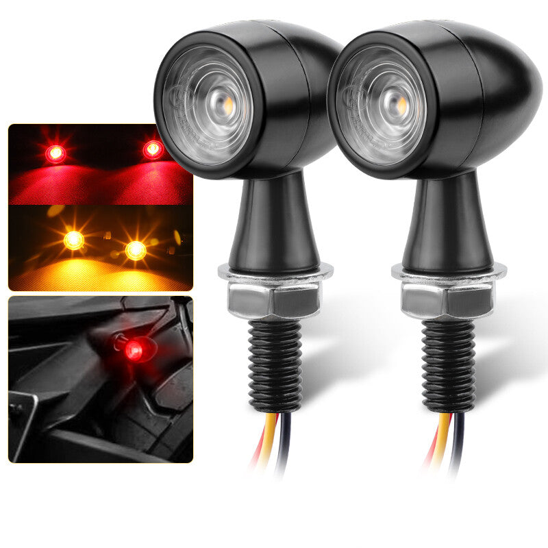 RACBOX 2x Motorcycle for Mini LED Bullet Turn Signal Brake Blinker Indicator Light