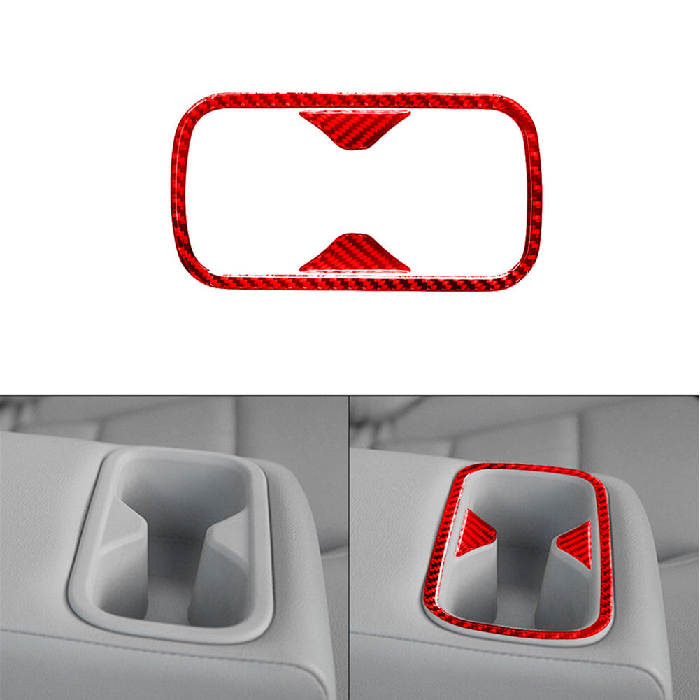 Red Carbon Fiber Rear Cup Holder Frame Cover Trim for Nissan Altima 2019-2022