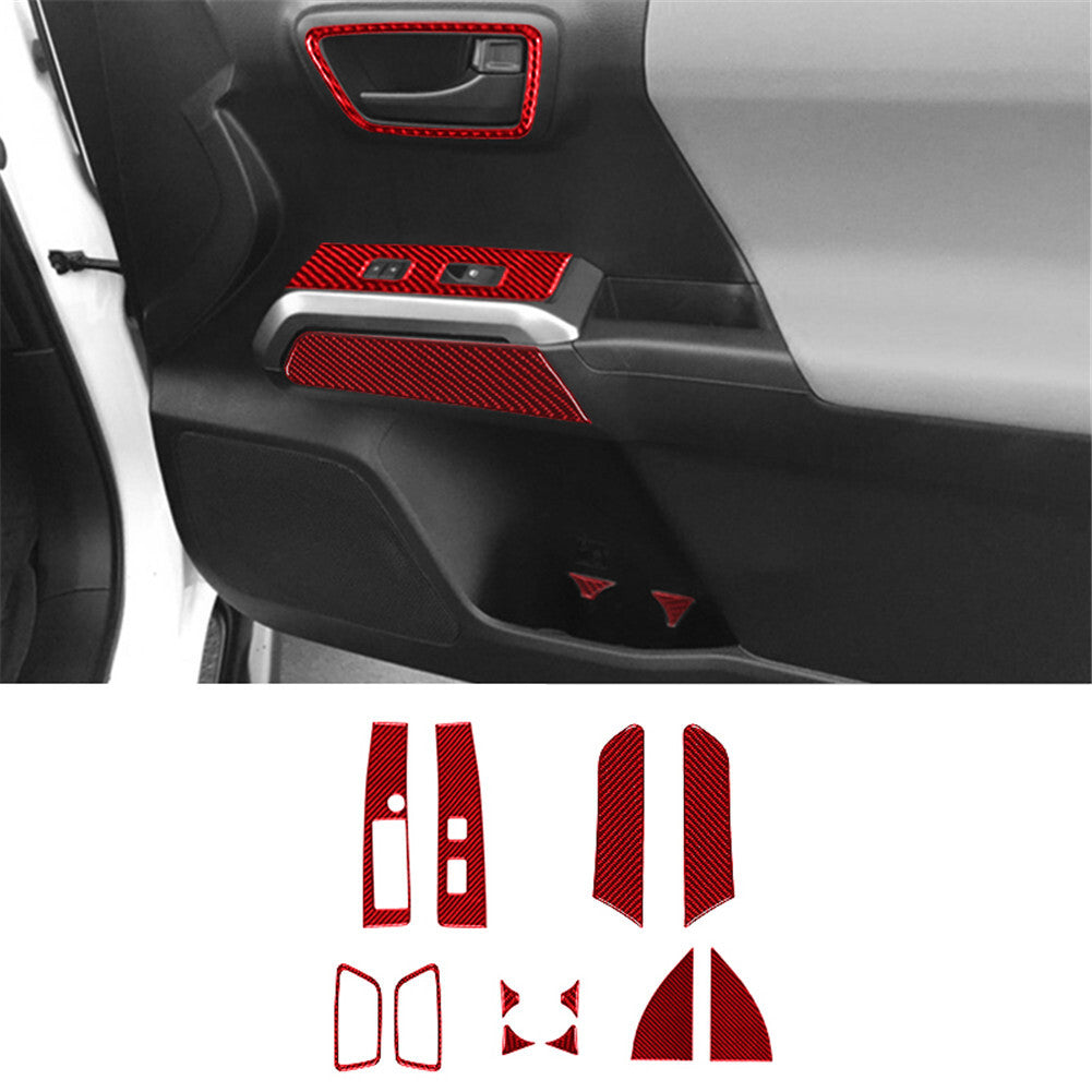 12X Red for Toyota Tacoma Carbon Fiber Front Door Panel Cover Trim 2016-2021