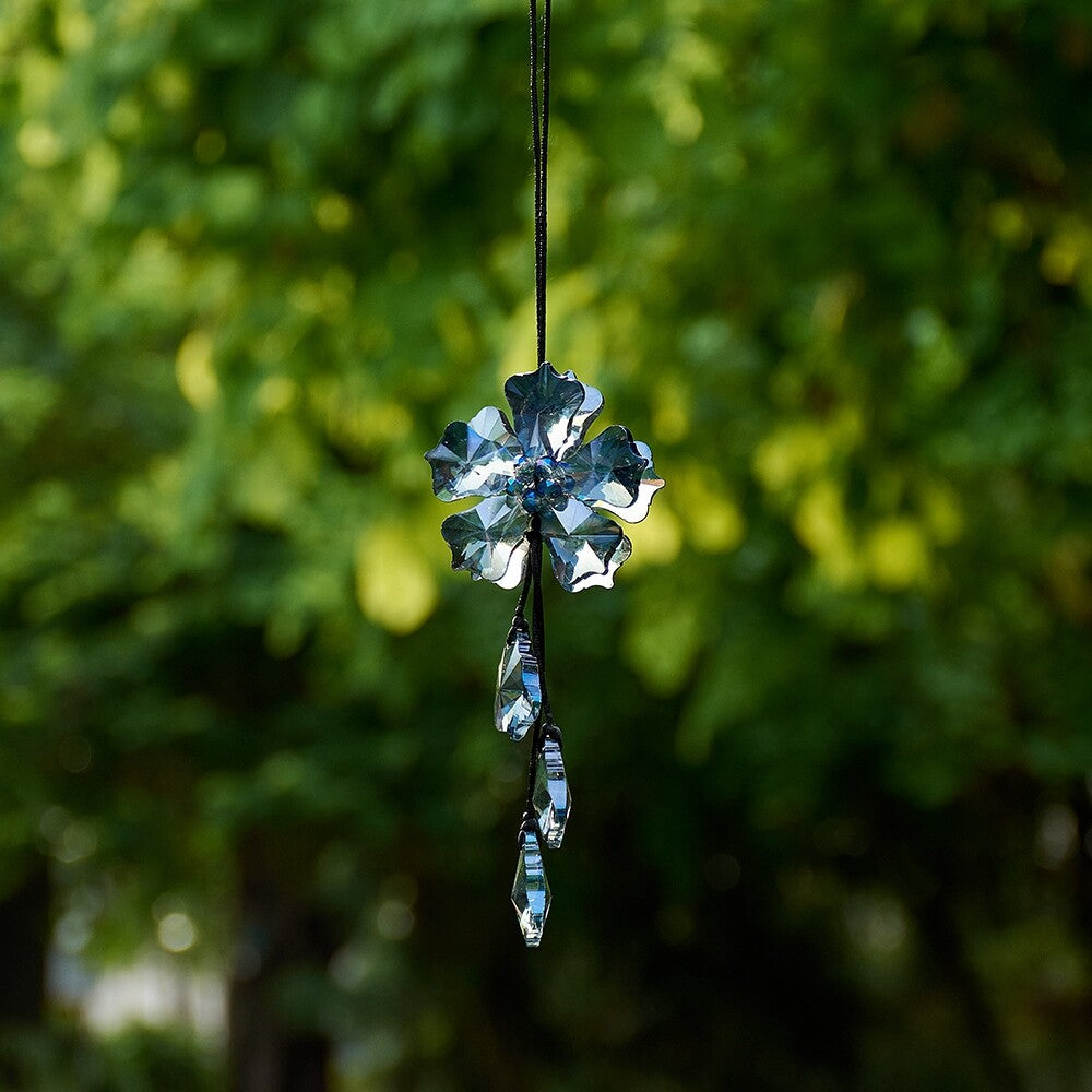 Flower Car Rear View Mirror Pendant Car Crystal Interior Hanging Deco Gray