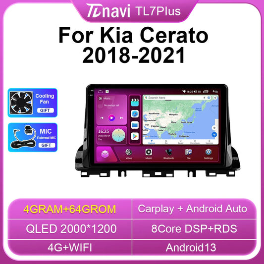 for KIA CERATO 2018-2021 Android Car Stereo Radio CarPlay GPS Multimedia Player