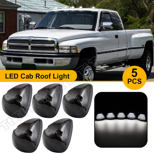 Five white LED roof-mounted cab marker lights for 1994-1998 for Dodge for Ram 1500 2500 3500