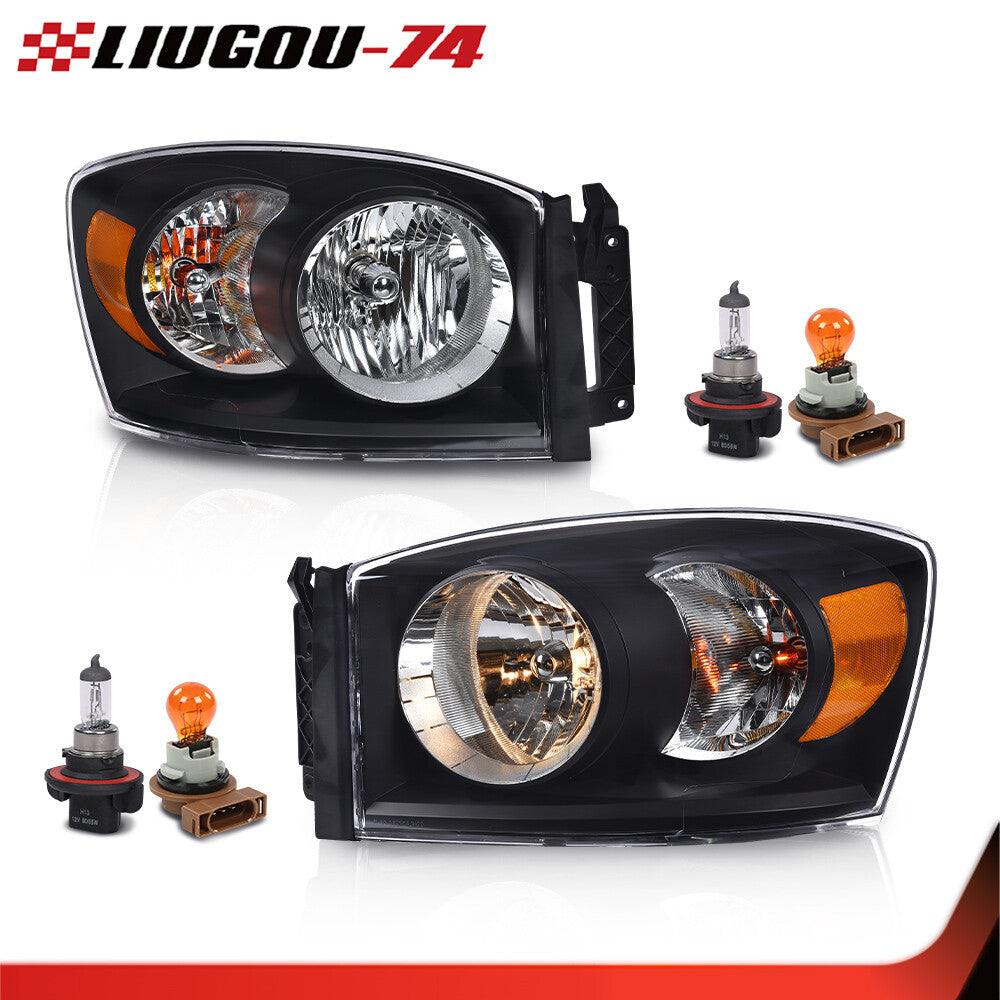 Suitable for 2006 07-09 for Dodge for Ram 1500 2500 3500 Black/Amber Headlight Kit