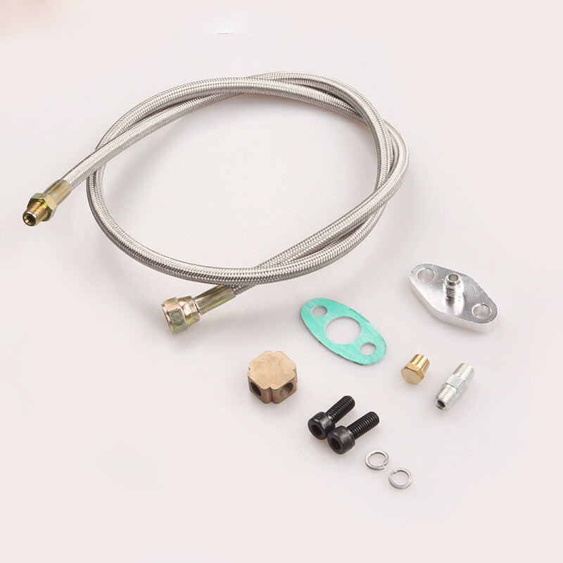 Universal Turbine Oil Line Kit Inlet and Return Drain Flange for T3T4 T04E Oil Pan Plugs
