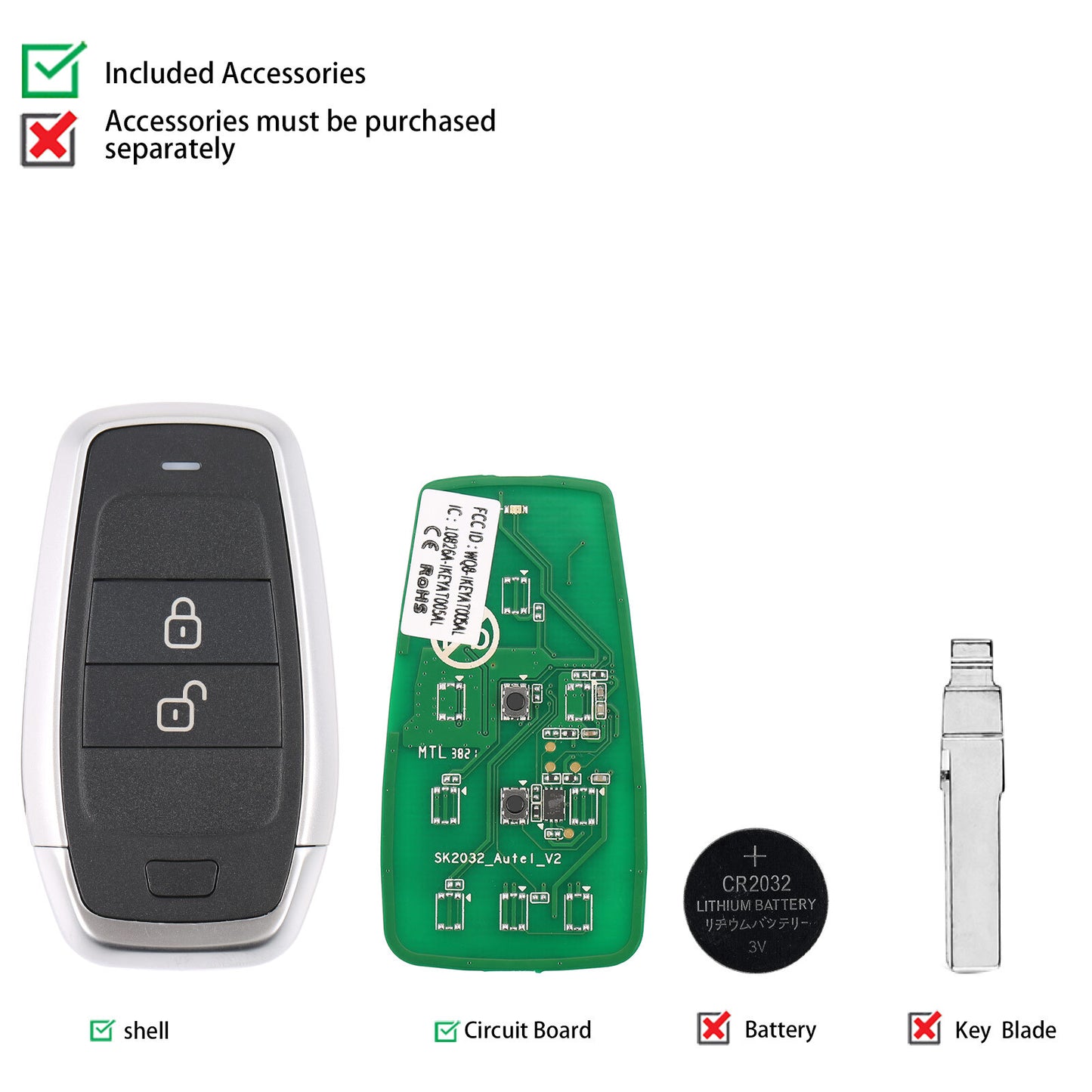 MAXIIM IKEY for Smart Key Standard Style IKEYAT002AL 2 Buttons universal