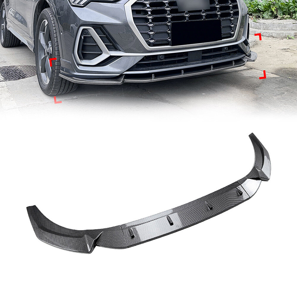 Front Bumper Splitter Spoiler Lip for Audi Q3 F3 Sline 2019-2024 21 23