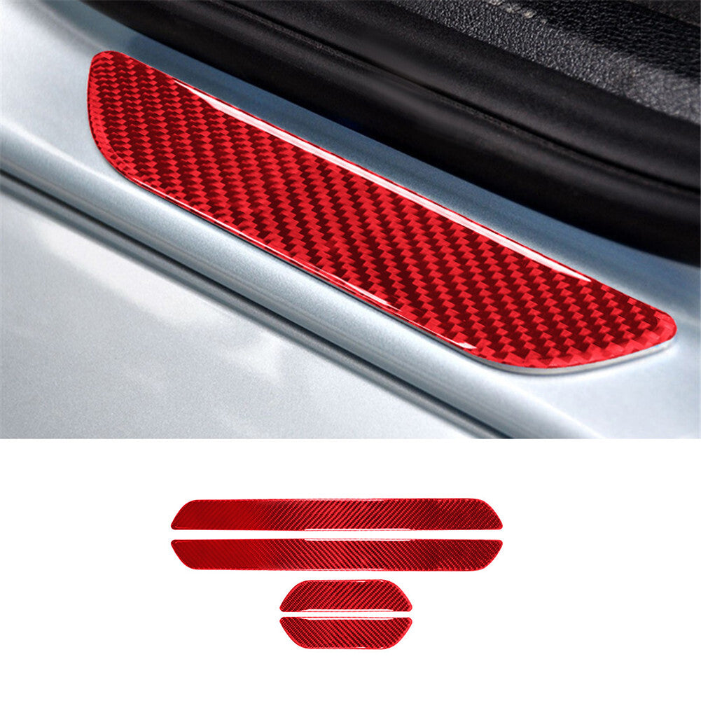 Red Carbon Fiber Door Sill Anti-Step Cover Trim for BMW X5 E70 X6 E71 2008-2013