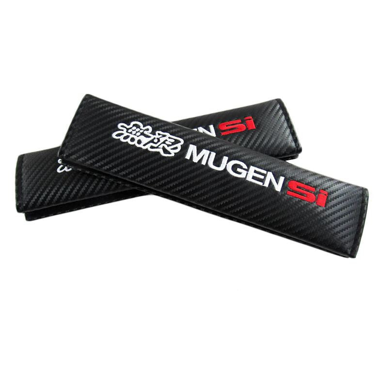 2-Piece Car Seatbelt Covers & Shoulder Belt Pads, Black, for Mugen SI for Honda