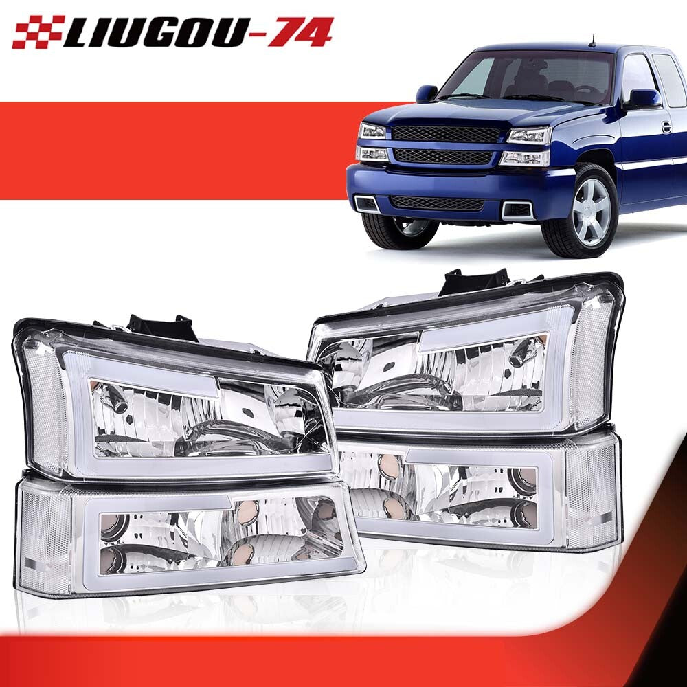 Suitable for 2003-07 SILVERADO AVALANCHE LED DRL headlights BUMPER LAMPS CHROME/CLEAR