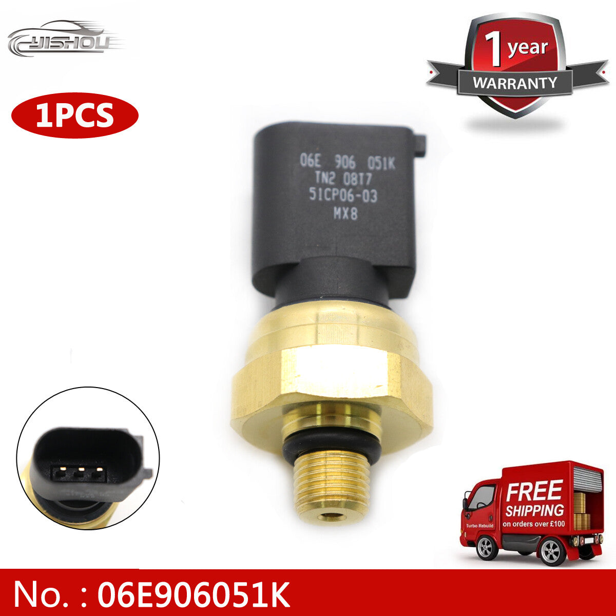 Low-pressure sensor 06E906051K is suitable for Audi A4 Quattro 2.0L and for Volkswagen for Jetta for Passat GTI. (05-09-)