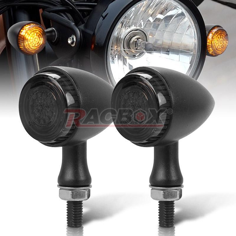 2x Bullet Motorcycle Black Amber LED Turn Signal Light Blinker for Honda for Yamaha