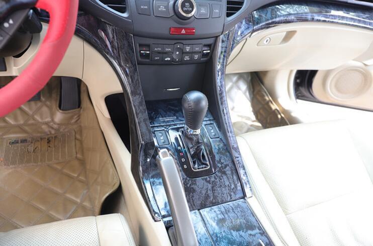 Grain Central Console Gear Shift Panel Trim for Acura TSX 09-14 Black Wood Grain
