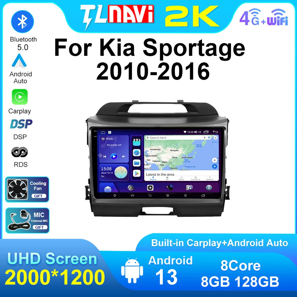 for KIA Sportage R 2010-2016 CarPlay Car Radio Auto Player Screen GPS Multimedia