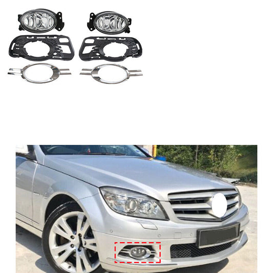 Front Fog Light Grille Trim for Mercedes-Benz W204 C-Class 2008-2011,Pair,6pcs