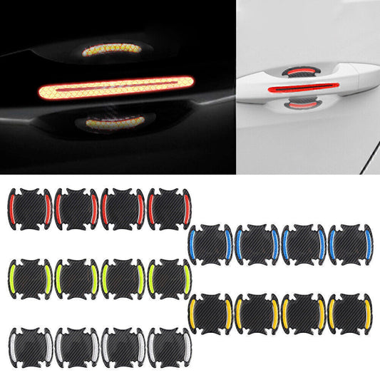 4-Piece Universal Carbon Fiber Car Door Handle Reflective Scratch Protection