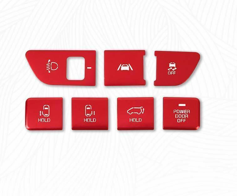 Headlight Button Trim Sticker Cover 7PCS for Kia Carnival 2022-2023 Red Aluminum