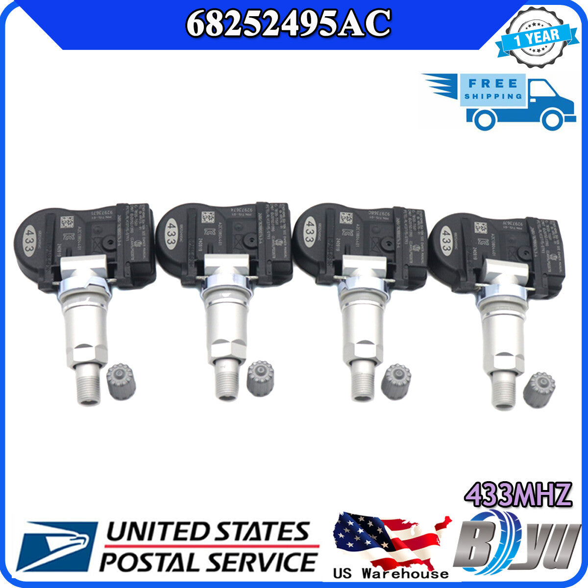 Suitable for Dodge Durango SRT 18-20 Package 4x TPMS Tire Pressure Monitoring Sensors 68252495AC