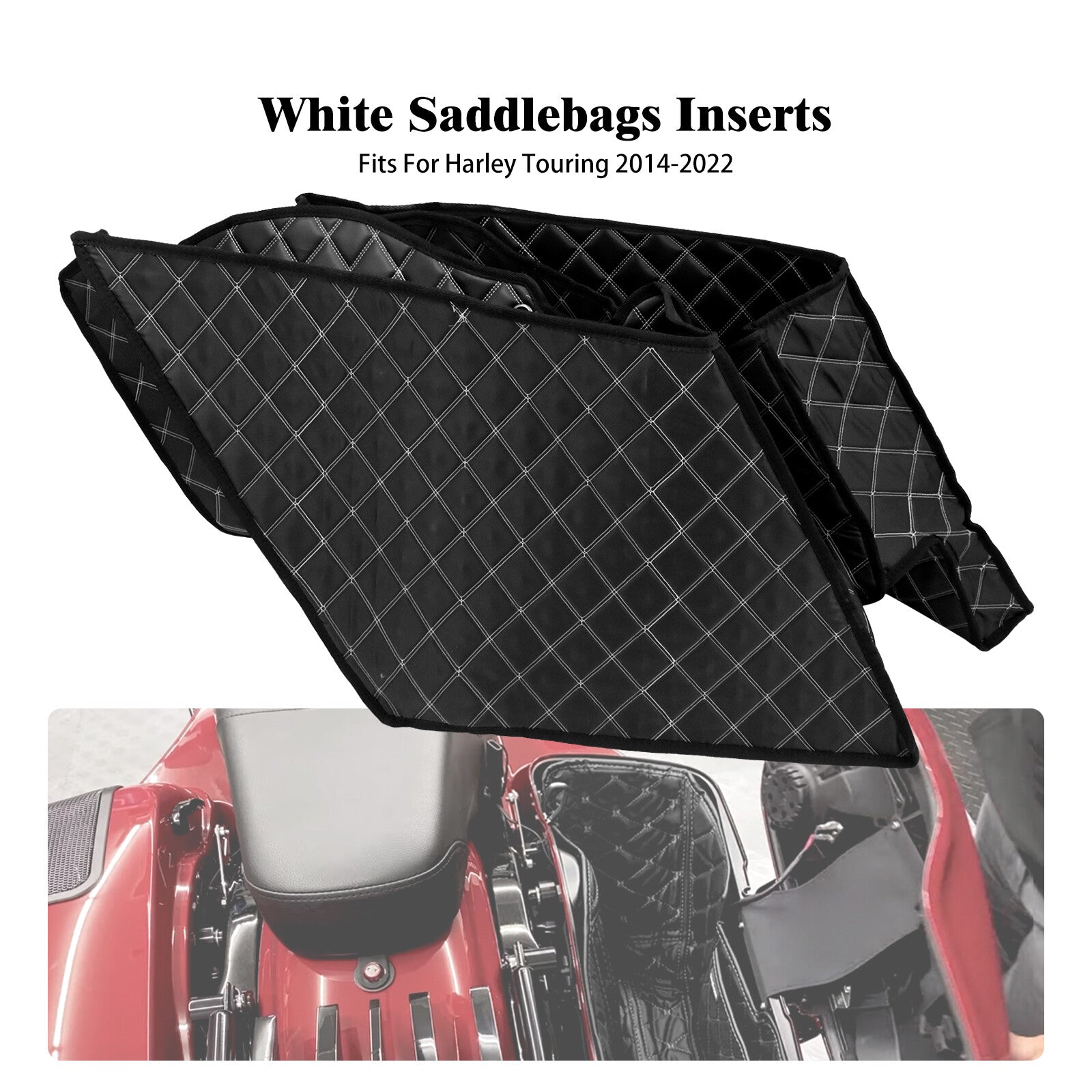 5 Saddlebag White Line Stretched Bag Inserts for Harley Road Electra Glide 14+