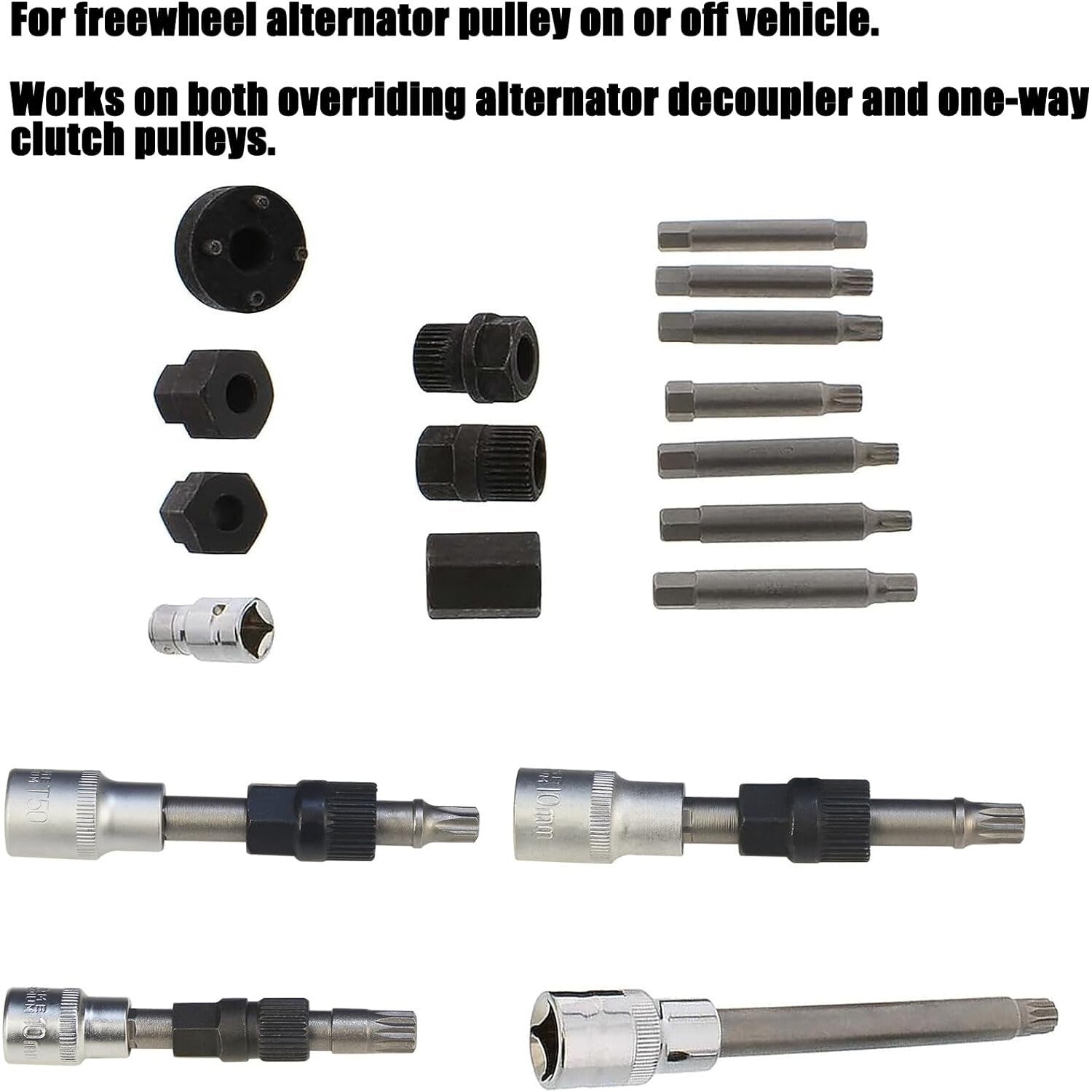 18-Piece Alternator Freewheel Pulley Removal Outlet Kit Garage Service Tool Kit