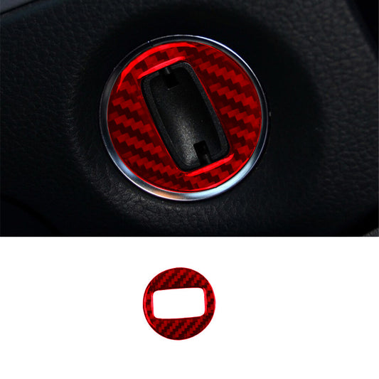 Red Key Hole Switch Trim Cover Decoration Carbon Fiber for VW Touareg 2011-2018