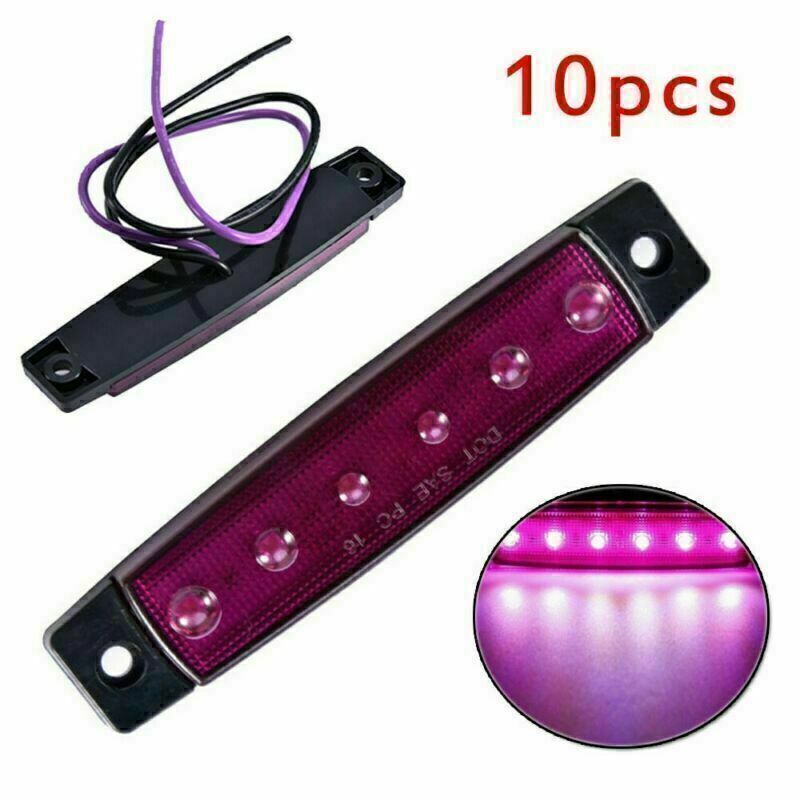 20Pcs 6-LED Oblong Boat Truck Trailer Lorry Side Marker Indicators Lights Purple