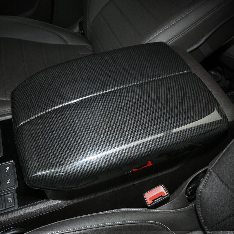 Inner Console Storage Box Cover Trim for Volkswagen Atlas 18-23 Carbon Fiber 2P