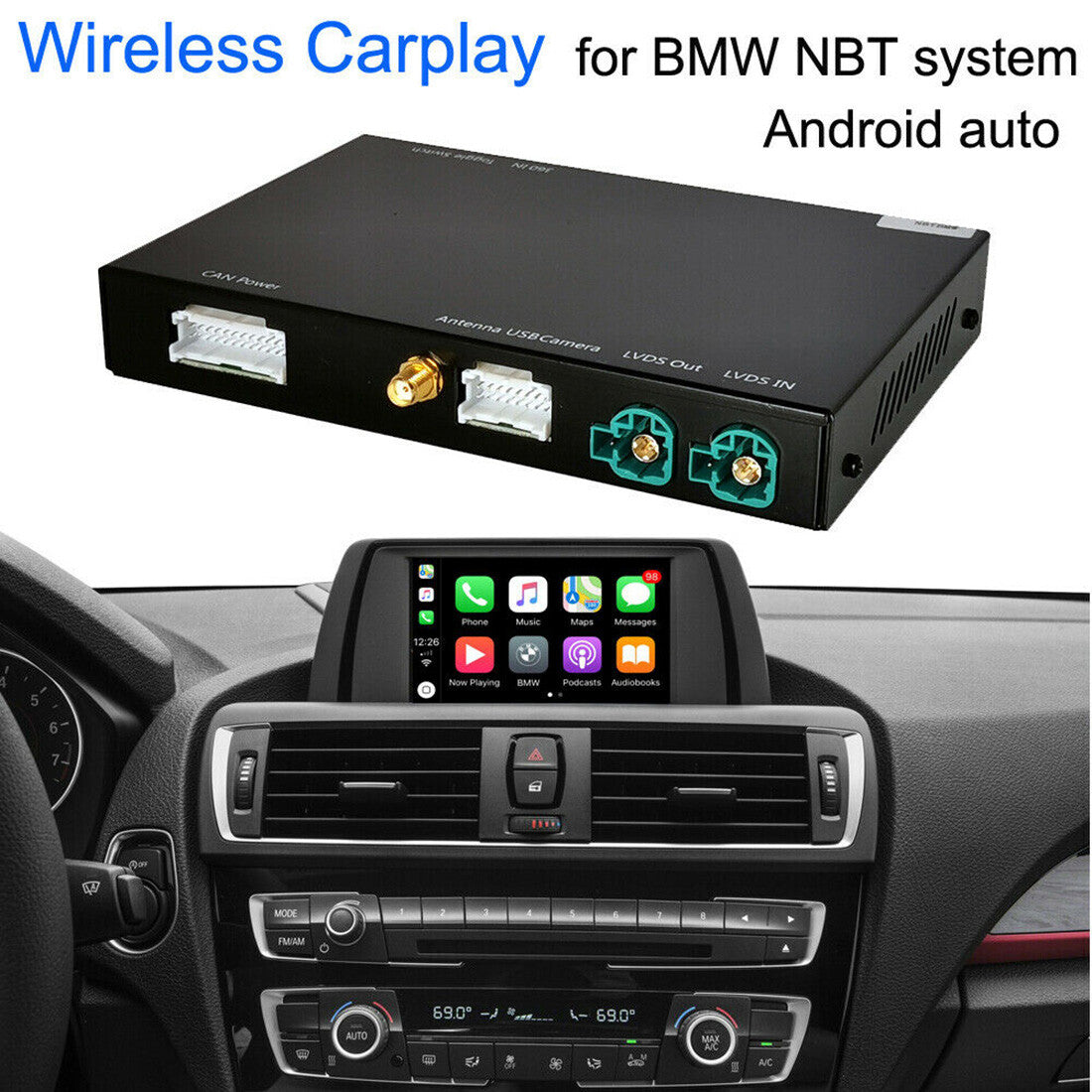 For Retrofit Interface Box Wireless IOS Carplay MMI Android Auto for BMW NBT