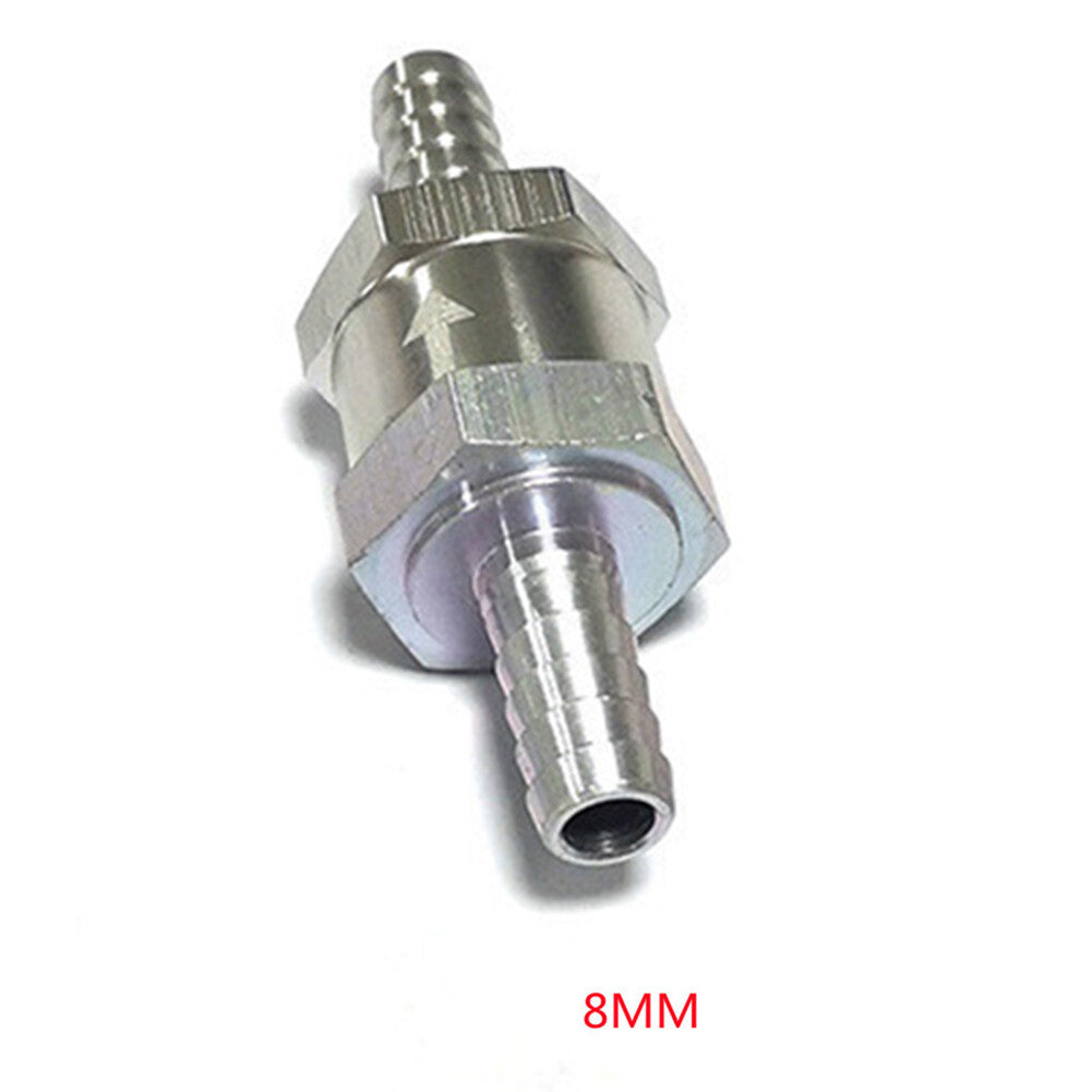 8MM One Way Check Valve Non Return Inline Aluminum Fit Gas or Diesel Fuel Silver