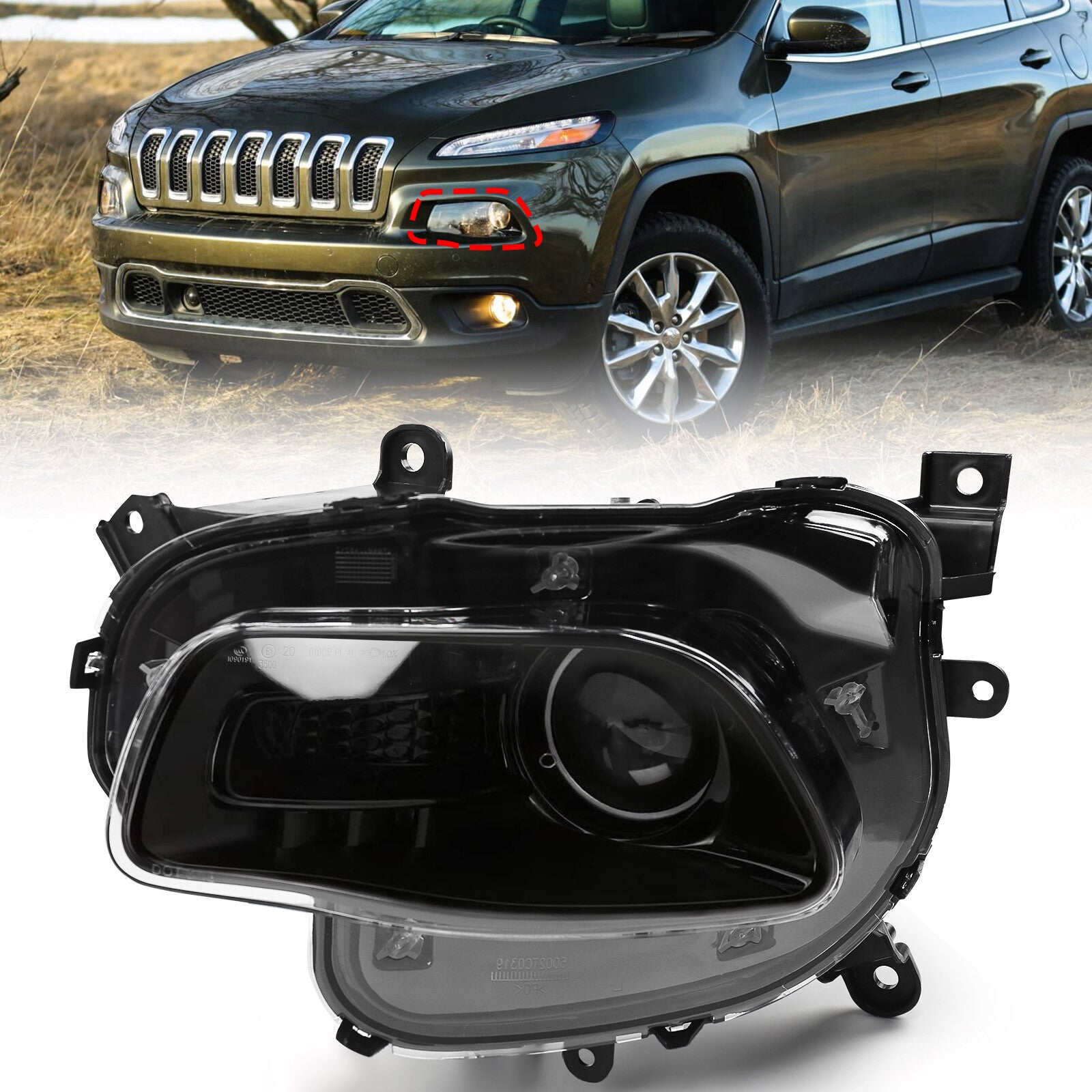 Suitable for 2014-2018 for Jeep Cherokee halogen black headlights, headlight drivers, left LH
