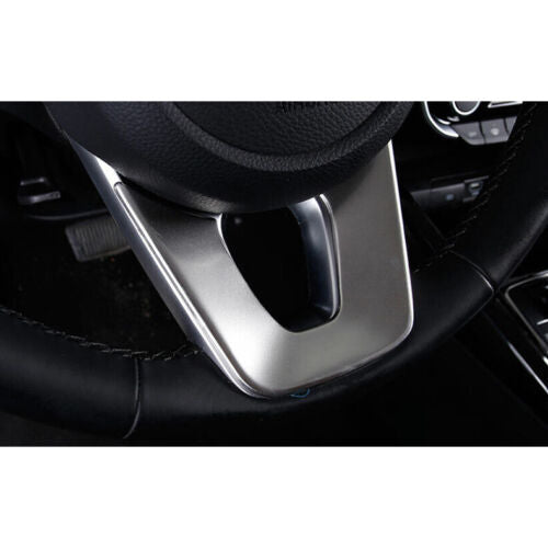for Kia Seltos 2020-2023 Matte Silver Car Inner Steering Wheel Frame Cover Trims