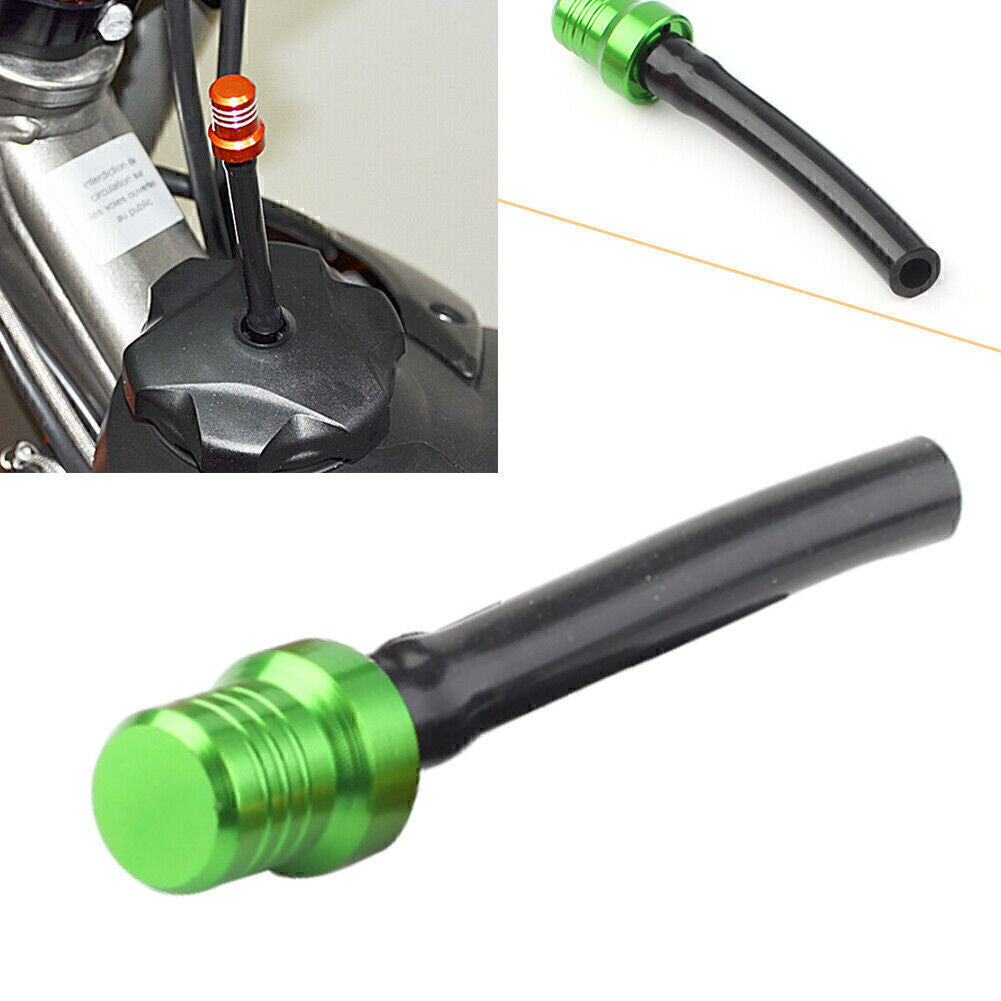 Fit ATV Dirt Bike Pit Quad Green 72mm CNC Gas Fuel Tank Cap Valve Vent Hose Tube