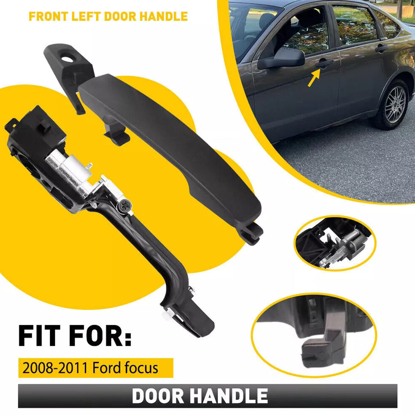Left Driver Side Exterior Door Handle Bracket Primed for 2008-2011 for Ford Focus