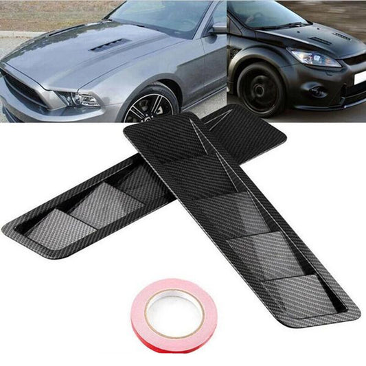 1Pair Car Carbon Fiber Exterior Decoration Hood Sticker Side Air Flow Vent Cover